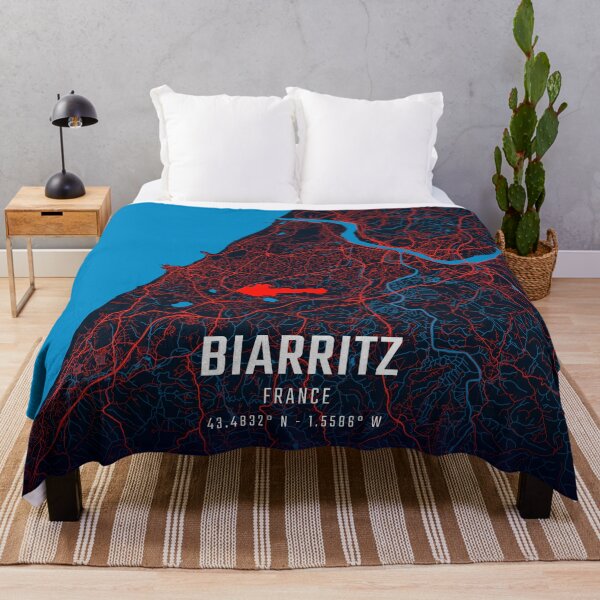 Item preview, Biarritz Red & Blue Minimalist Map designed and sold by HomeLivingCo.