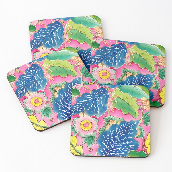 Item preview, Chinoiserie tobacco leaves and flowers watercolor designed and sold by SophieClimaArt.