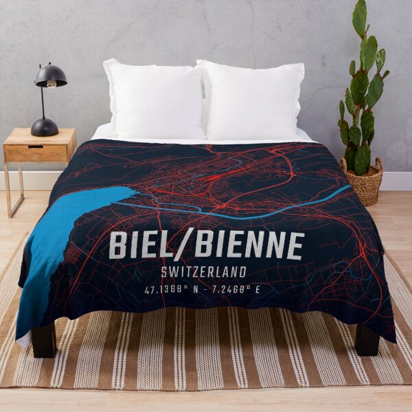 Item preview, Biel Bienne Red & Blue Minimalist Map designed and sold by HomeLivingCo.
