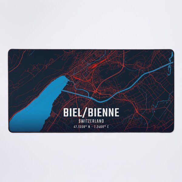Item preview, Biel Bienne Red & Blue Minimalist Map designed and sold by HomeLivingCo.