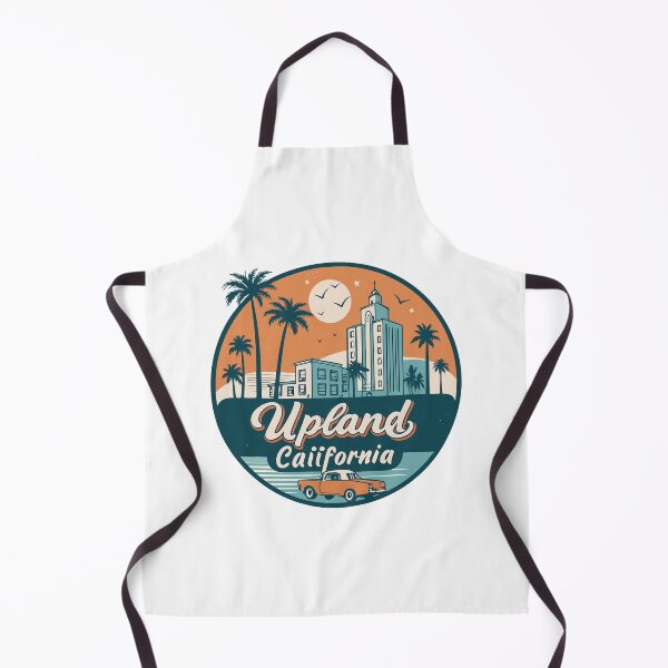 Item preview, Upland California Retro Skyline Badge – Vintage Palm Trees & Classic Car Design designed and sold by VividOrganica.