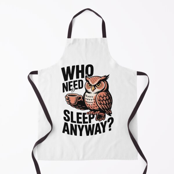 Item preview, Cartoon Owl Coffee Illustration – Who Need Sleep Anyway – Funny Owl with Mug Caffeine Humor Design designed and sold by C-Kav.