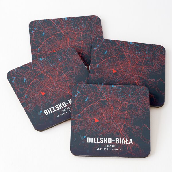 Item preview, Bielsko-Biała Red & Blue Minimalist Map designed and sold by HomeLivingCo.
