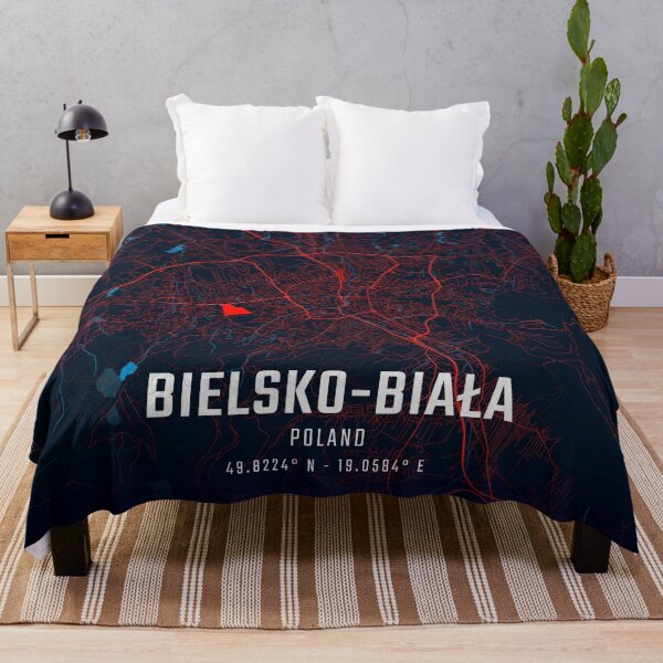Item preview, Bielsko-Biała Red & Blue Minimalist Map designed and sold by HomeLivingCo.