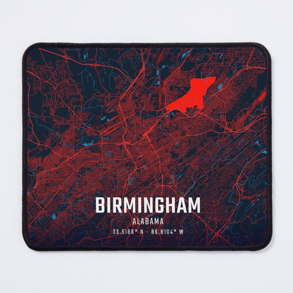 Item preview, Birmingham Alabama Red & Blue Minimalist Map designed and sold by HomeLivingCo.