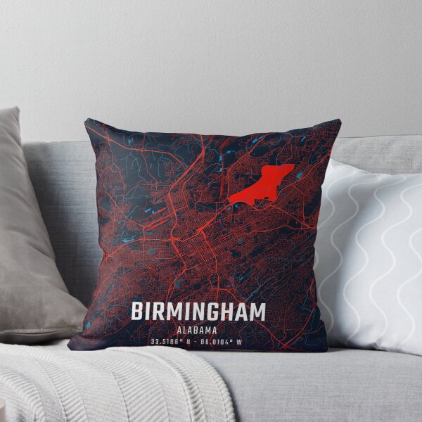 Item preview, Birmingham Alabama Red & Blue Minimalist Map designed and sold by HomeLivingCo.