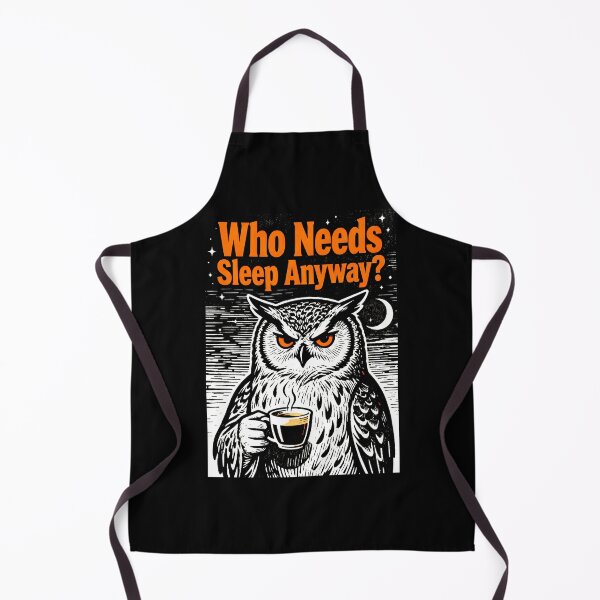 Item preview, Vintage Owl Coffee Illustration – Who Needs Sleep Anyway – Classic Nocturnal Owl with Mug Design designed and sold by C.Kav.Art.
