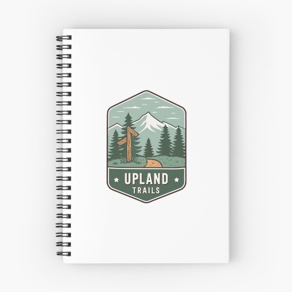 Item preview, Upland Trails Badge – Hiking Signpost and Mountain Silhouette Design designed and sold by VividOrganica.