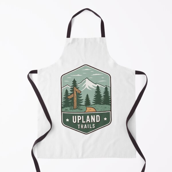 Item preview, Upland Trails Badge – Hiking Signpost and Mountain Silhouette Design designed and sold by VividOrganica.