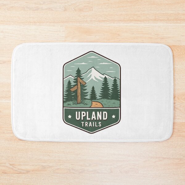 Item preview, Upland Trails Badge – Hiking Signpost and Mountain Silhouette Design designed and sold by VividOrganica.