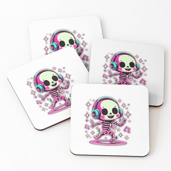 Item preview, Kawaii Neon Skeleton – Cute Spooky Halloween Music Art designed and sold by Medeea Publishing.