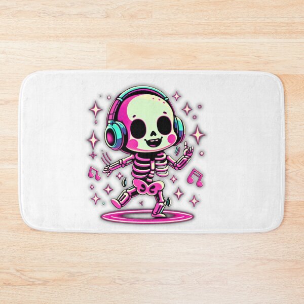 Item preview, Kawaii Neon Skeleton – Cute Spooky Halloween Music Art designed and sold by Medeea Publishing.