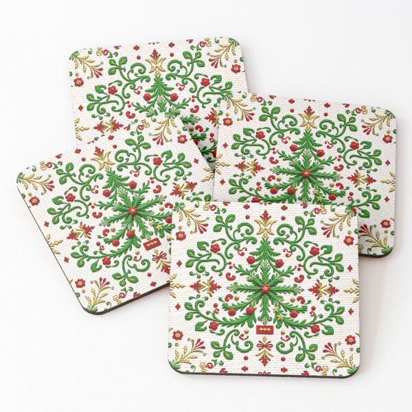 Item preview, Vintage Christmas Embroidery Tree Pattern for home Decor and accessories, flowers t-shirt design  designed and sold by TheGaliyaStudio.