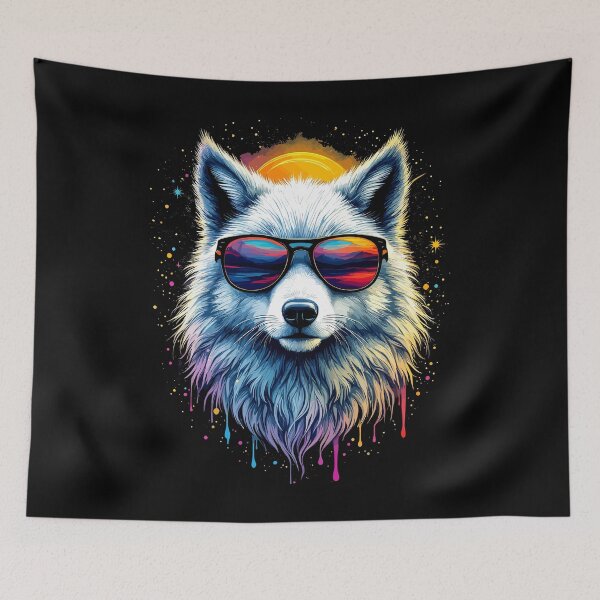 Item preview, Neon Dog With Sunglasses And Headphones Graffiti designed and sold by Svenniibee.
