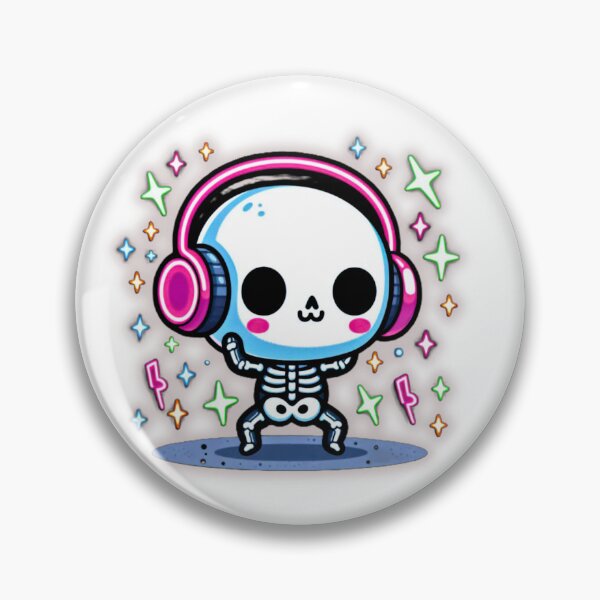 Item preview, Kawaii Dancing Skeleton – Cute Neon Halloween Music Art designed and sold by Medeea Publishing.