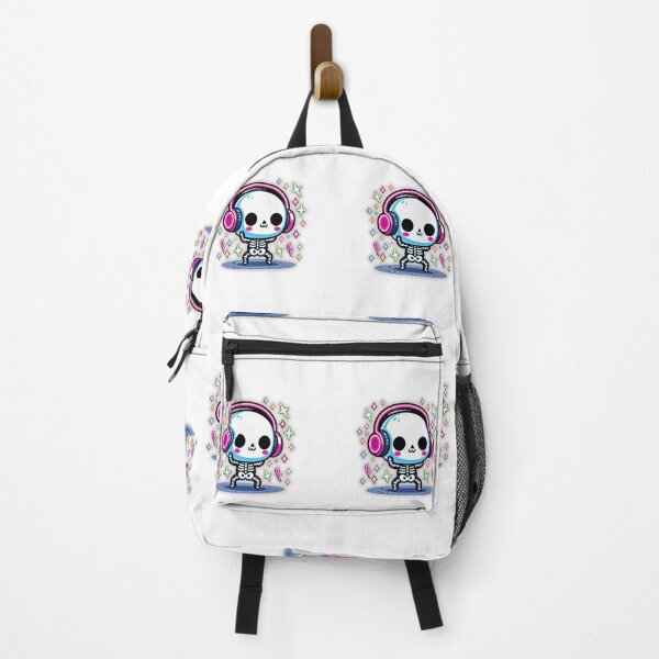 Item preview, Kawaii Dancing Skeleton – Cute Neon Halloween Music Art designed and sold by Medeea Publishing.