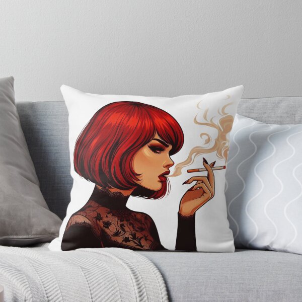 Item preview, Fiery Redhead Smoking in Gothic Lace – Bold Retro Art Style. designed and sold by Spark2Seduction.