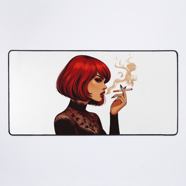 Item preview, Fiery Redhead Smoking in Gothic Lace – Bold Retro Art Style. designed and sold by Spark2Seduction.