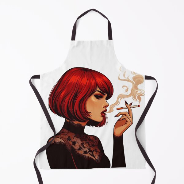 Item preview, Fiery Redhead Smoking in Gothic Lace – Bold Retro Art Style. designed and sold by Spark2Seduction.