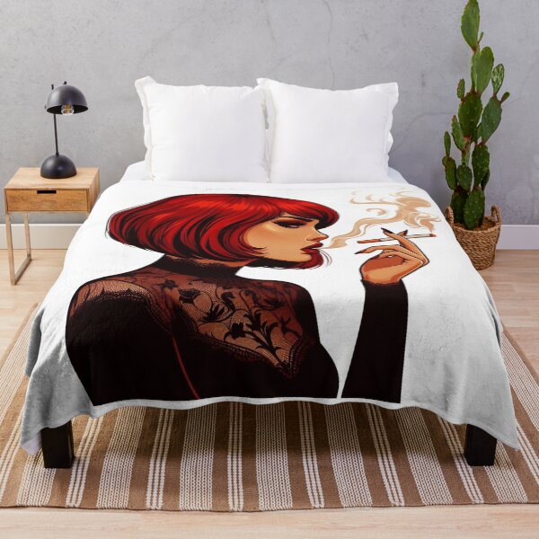 Item preview, Fiery Redhead Smoking in Gothic Lace – Bold Retro Art Style. designed and sold by Spark2Seduction.