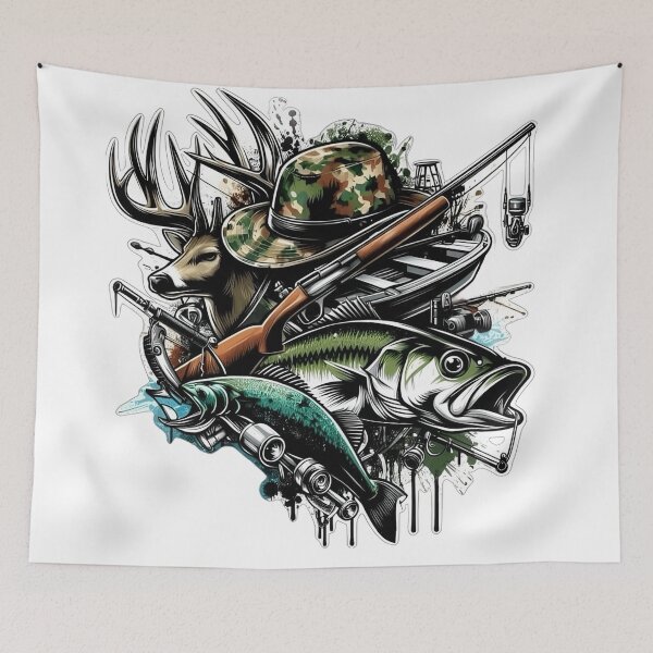 Aperçu de l'œuvre Aventure de chasse et de pêche – Outdoorsman Camo Design créée et vendue par Dyan4.
