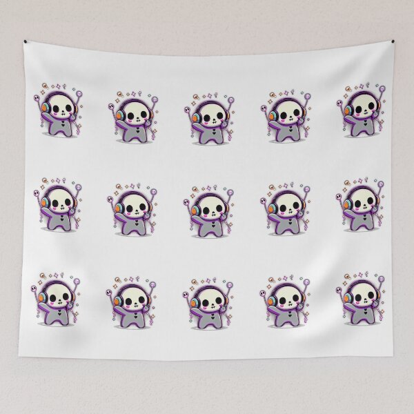 Item preview, Kawaii Skeleton DJ – Cute Neon Halloween Music Art designed and sold by Medeea Publishing.