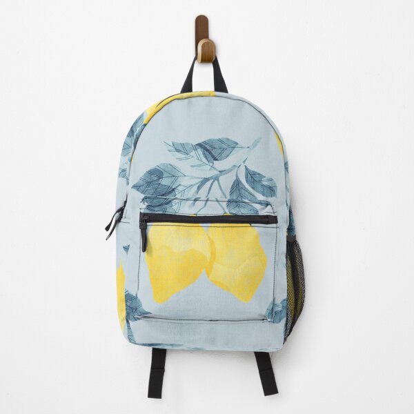 Item preview, Lemons illustration with blue leaves on blue background designed and sold by helga-wigandt.
