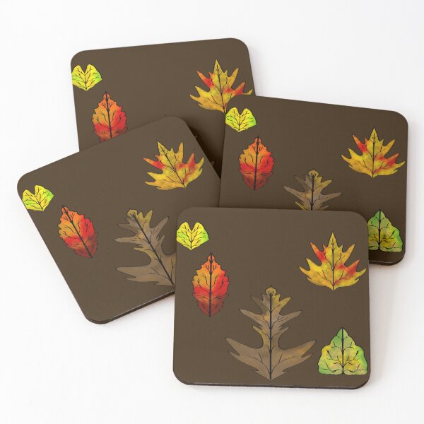 Item preview, Calligraphy and Watercolor Autumn Leaves on Dark Brown  designed and sold by JaygiesDesign.