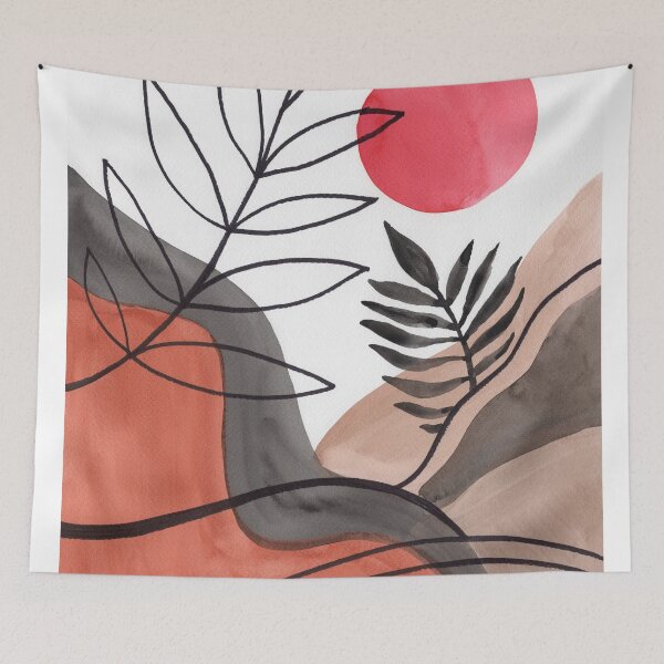 Item preview, Art Boho Watercolor Shapes Leaves Branches Sun designed and sold by Irina Sztukowski.