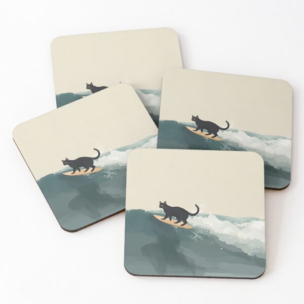 Item preview, Surfing Cat Illustration – Funny Minimalist Animal on Surfboard designed and sold by CuriousCherry.