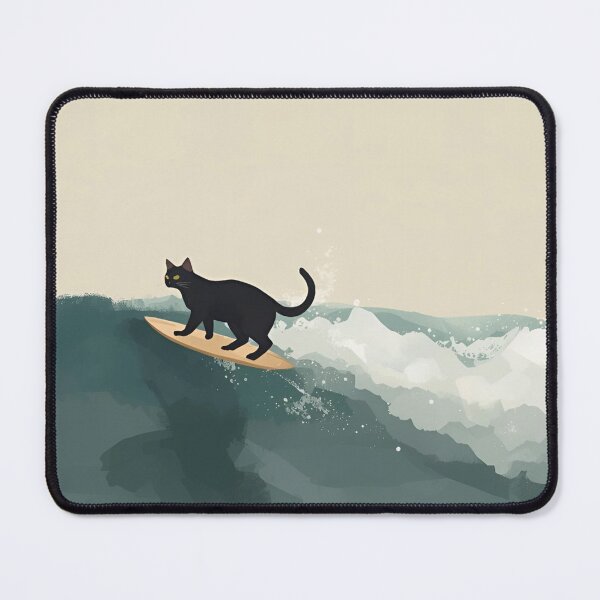 Item preview, Surfing Cat Illustration – Funny Minimalist Animal on Surfboard designed and sold by CuriousCherry.
