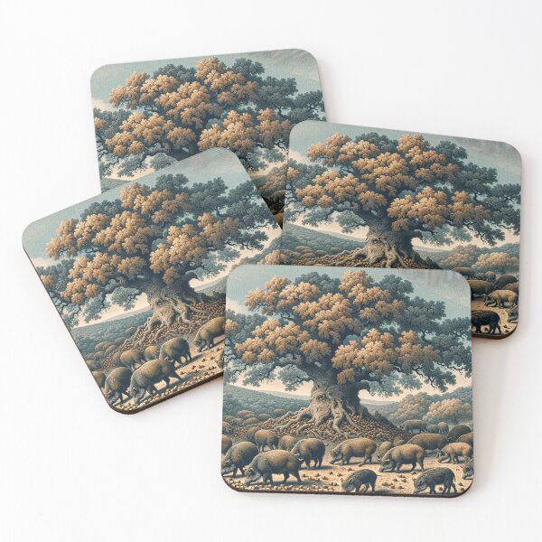 Item preview, Boars Rooting for Acorns designed and sold by M-Y-A-R-T-.