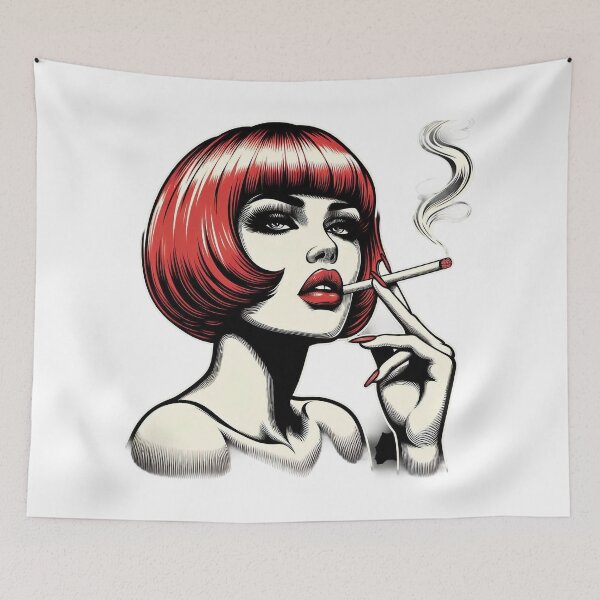 Item preview, Bold Redhead in Graphic Pop Art Smoking Illustration. designed and sold by Spark2Seduction.