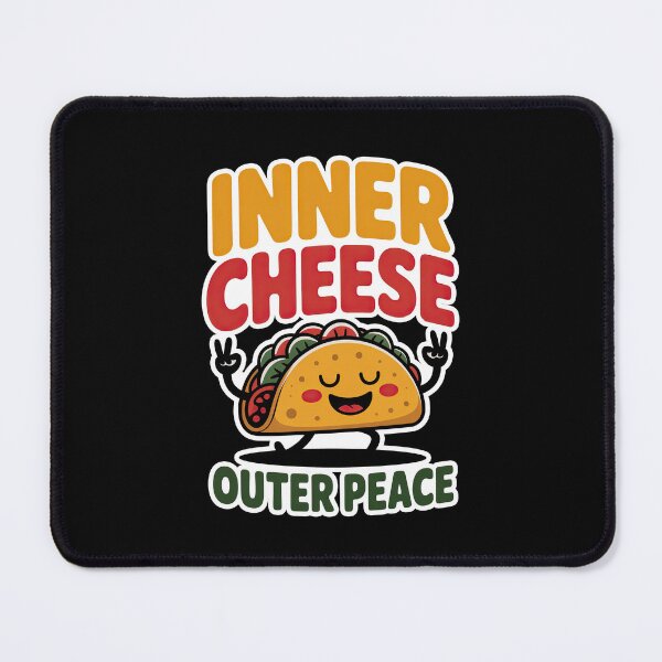Item preview, Funny Taco Cartoon Illustration – Inner Cheese Outer Peace – Cute Food Pun with Meditation Humor designed and sold by C-Kav.