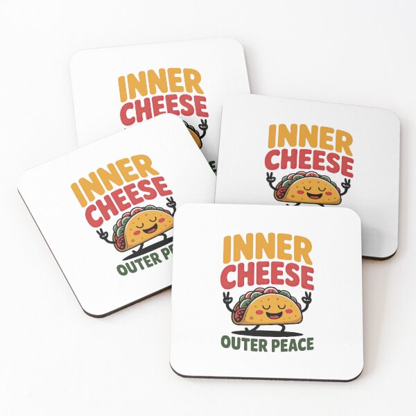 Item preview, Funny Taco Cartoon Illustration – Inner Cheese Outer Peace – Cute Food Pun with Meditation Humor designed and sold by C.Kav.Art.