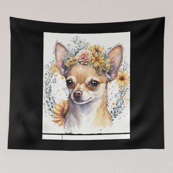 Item preview, Watercolor Floral Crown Art Of A Cute Chihuahua  	 designed and sold by cjbpooxzmm0.