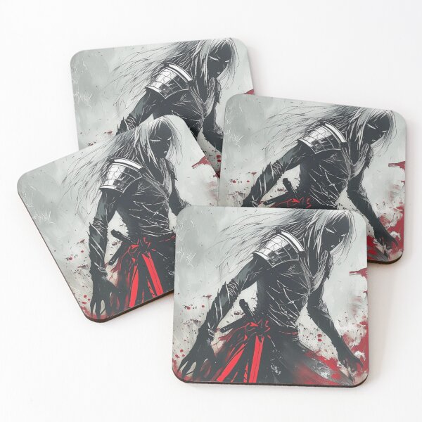 Item preview, Claymore Poster – Dark Fantasy Warrior with Red Shadows designed and sold by Medeea Publishing.