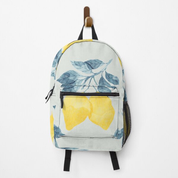 Item preview, Lemons illustration with blue leaves on grey background designed and sold by helga-wigandt.