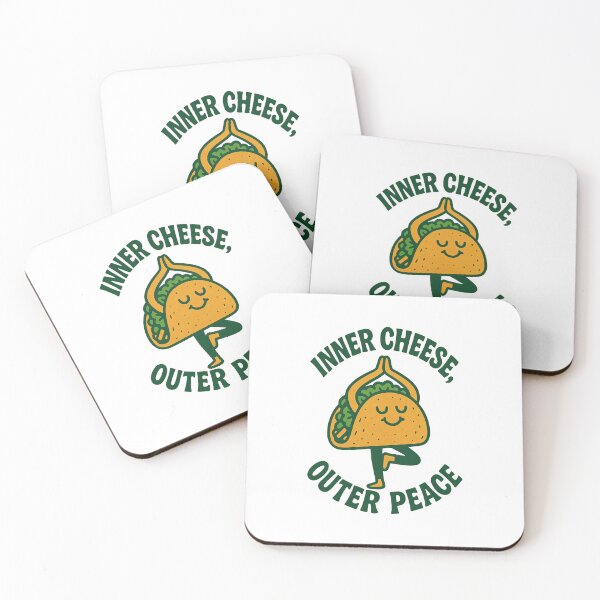 Item preview, Zen Taco Cartoon Illustration – Inner Cheese Outer Peace – Funny Food Pun with Yoga Pose Design designed and sold by C.Kav.Art.