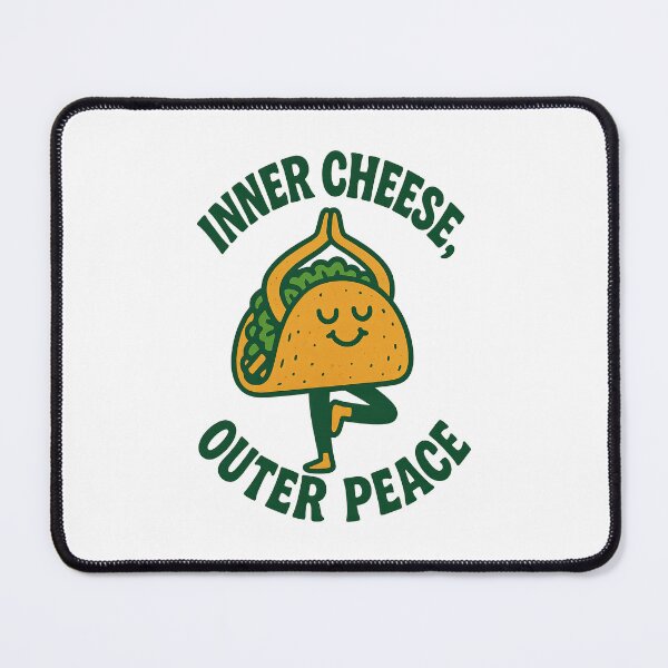 Item preview, Zen Taco Cartoon Illustration – Inner Cheese Outer Peace – Funny Food Pun with Yoga Pose Design designed and sold by C.Kav.Art.