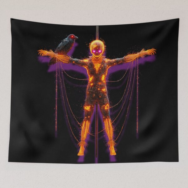 Item preview, Scarecrow Glitch Art – Cyberpunk Halloween Horror designed and sold by trend-forge.