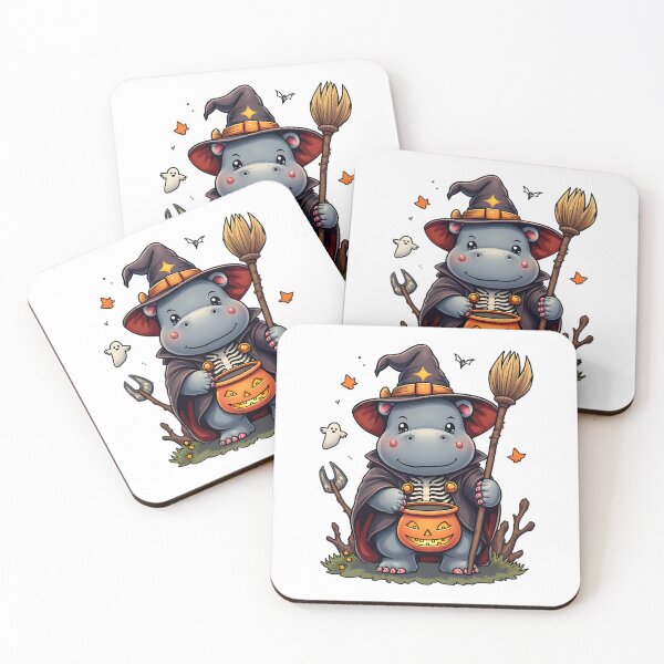 Item preview, Cute Hippo Halloween Witch Costume Pumpkin Funny Spooky Art designed and sold by ArtDesignTp.