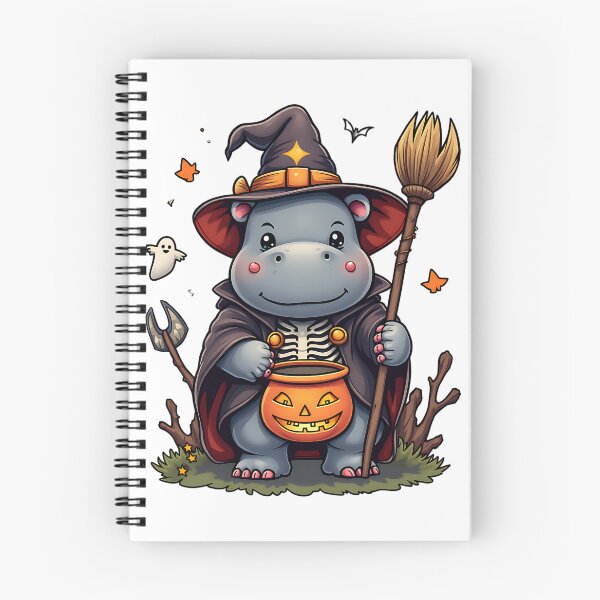 Aperçu de l'œuvre Costume de sorcière d'Halloween hippopotame mignon, citrouille, art effrayant et drôle créée et vendue par ArtDesignTp.
