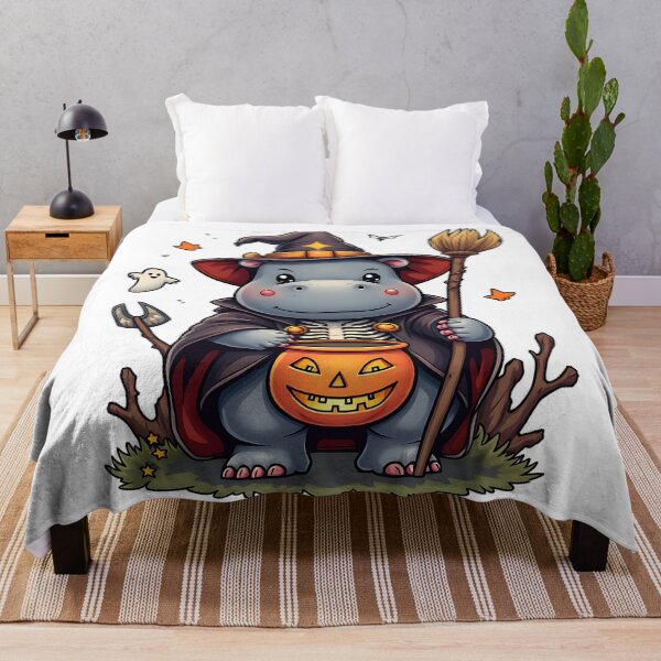 Item preview, Cute Hippo Halloween Witch Costume Pumpkin Funny Spooky Art designed and sold by ArtDesignTp.