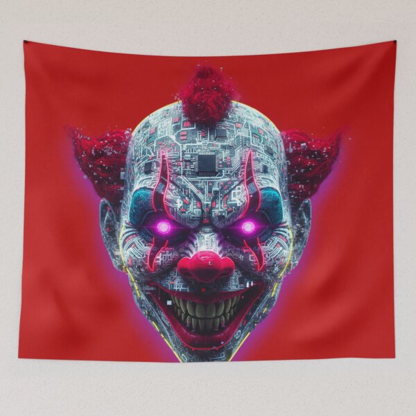 Item preview, Creepy Clown Glitch Art – Cyberpunk Halloween Horror designed and sold by trend-forge.