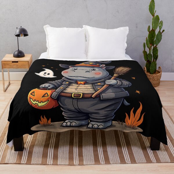 Item preview, Cute Hippo Halloween Witch Costume Pumpkin Spooky Funny Art designed and sold by ArtDesignTp.