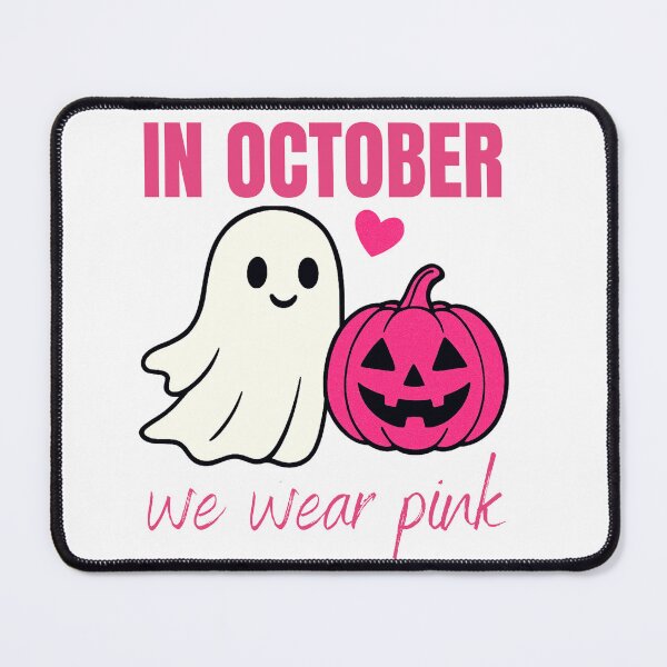 Item preview, In October We Wear Pink Ghost Pumpkin Breast Cancer Awareness designed and sold by MirelaSorescu.