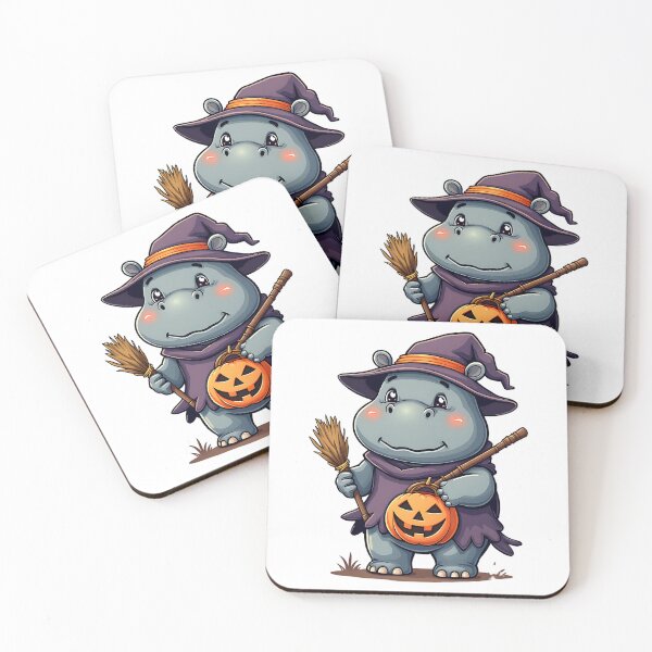 Item preview, Cute Hippo Halloween Witch Costume Pumpkin Funny Spooky Art designed and sold by ArtDesignTp.