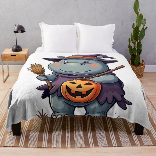 Item preview, Cute Hippo Halloween Witch Costume Pumpkin Funny Spooky Art designed and sold by ArtDesignTp.