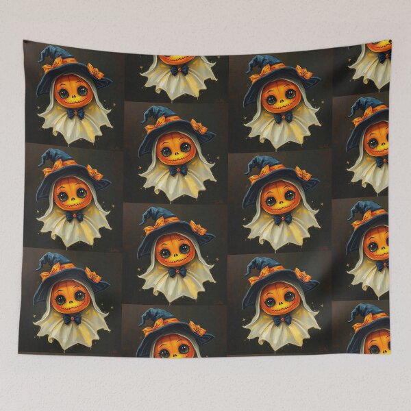 Item preview, Halloween Cute Pumpkin child character art illustration kawaii trick or treat designed and sold by Vintage Designs +.